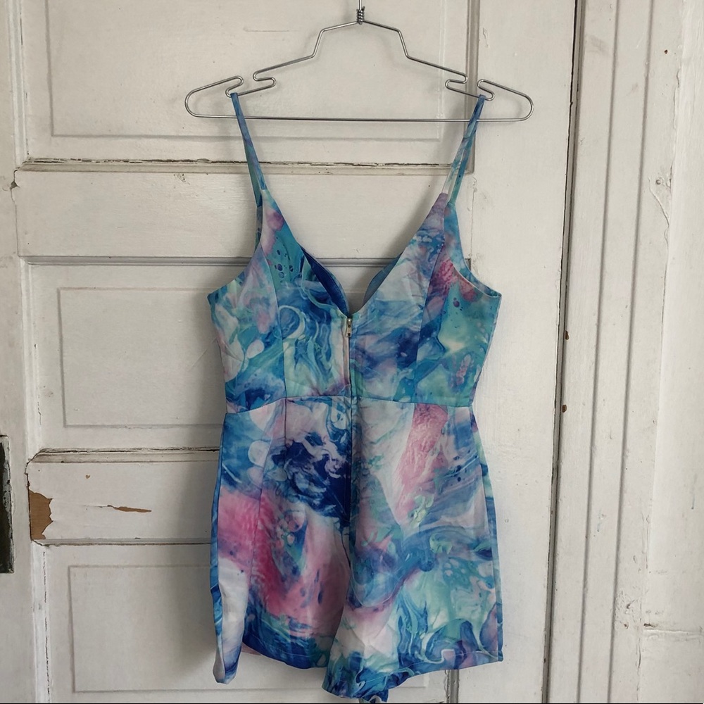 Angel Biba Watercolor Blue Pink Romper